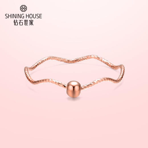 【时尚K金】钻石世家 Charming系列 18K金戒指 18K金素金戒指 波浪纹戒指 素戒尾戒 圆珠戒指 叠戴单戴时尚潮流线戒（约0.36±0.1克） 商品图1