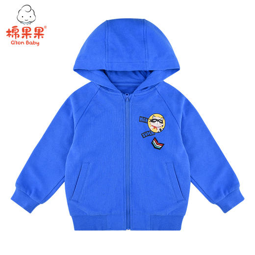 棉果果秋季男童双纱大毛圈纯棉连帽运动长袖外套M312100220466 商品图2