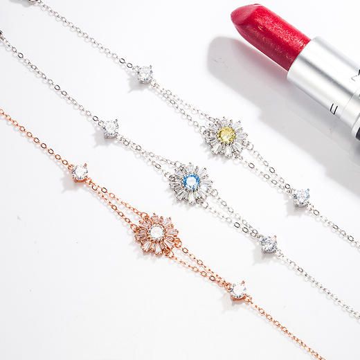 HH-TY63新品S925纯银太阳花手链 原扣小雏菊花甜美ins森系满钻手环 商品图1