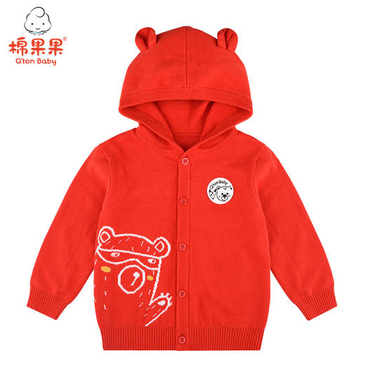 棉果果秋季男童小熊提花棉线毛衣M12161220484 商品图1