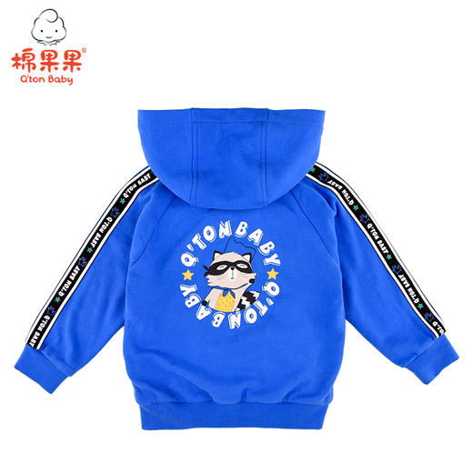 棉果果秋季男童双纱大毛圈纯棉连帽运动长袖外套M312100220466 商品图3
