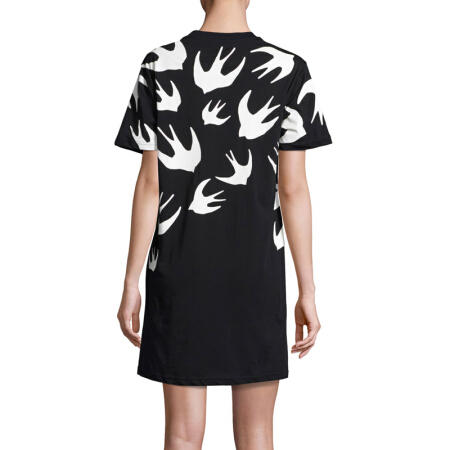 MCQ 棉质飞燕造型时尚女士圆领T恤连衣裙 黑色 395772 RLT71 1000 商品图1