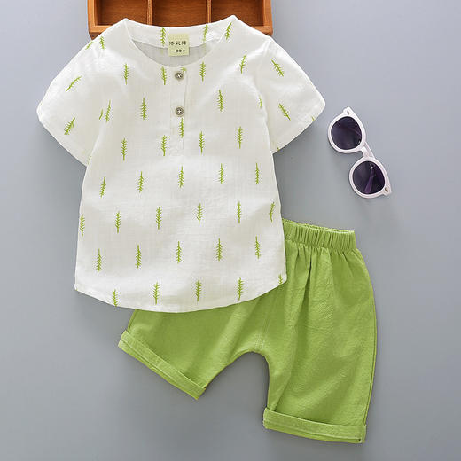 XBR-男童棉麻短袖衬衫套装  2020新款宝宝两件套 商品图3