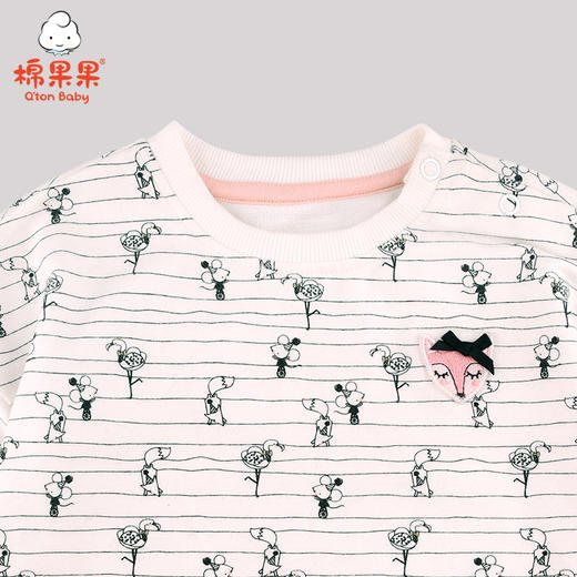 棉果果春秋季女童氨棉小毛圈满印圆领卫衣M322180220440 商品图1