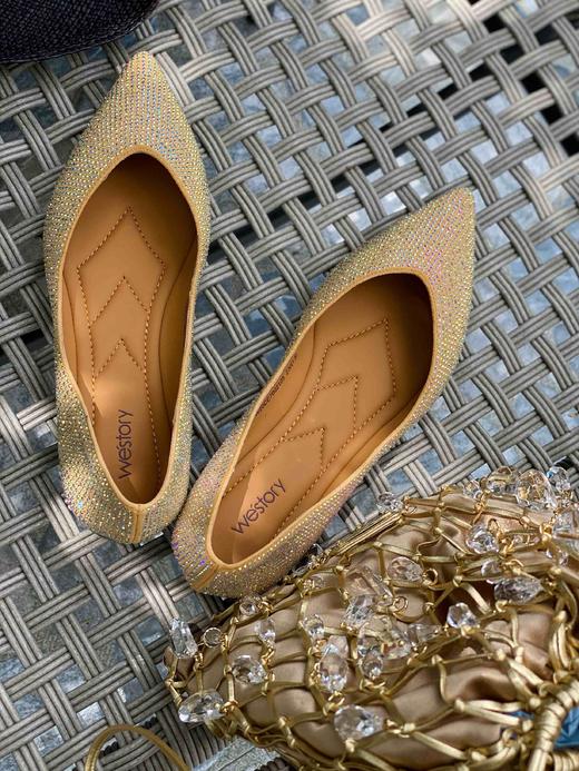 westory2020新款浅口镶钻单鞋女平底舒适百搭W20CE70021 商品图3