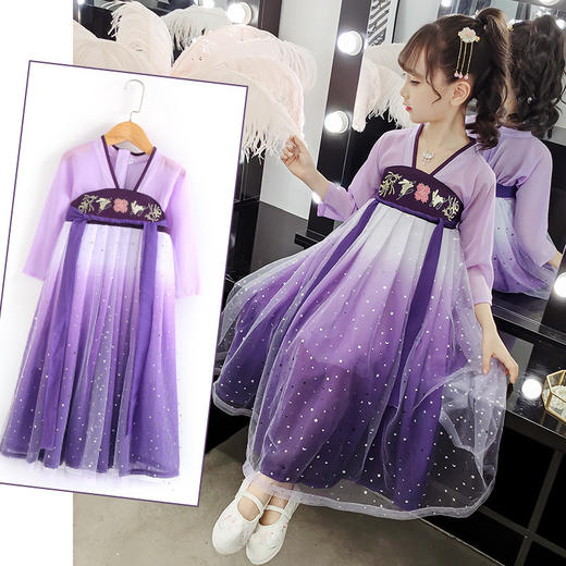 HGY-82078星空玉兔汉服 传统绣花玉兔刺绣古装齐胸襦裙 商品图0