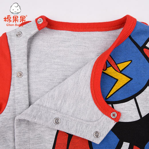 棉果果秋季男童氨棉小毛圈超人偏襟连体衣M312720220487 商品图5