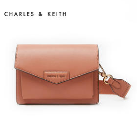 CHARLES&KEITH简约信封女士泥色翻盖单肩包宽肩带CK2-80680780-1CJPY带授权招加盟代理