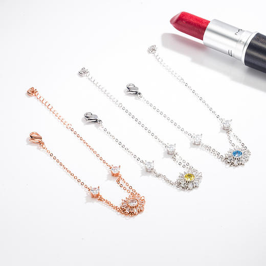 HH-TY63新品S925纯银太阳花手链 原扣小雏菊花甜美ins森系满钻手环 商品图4