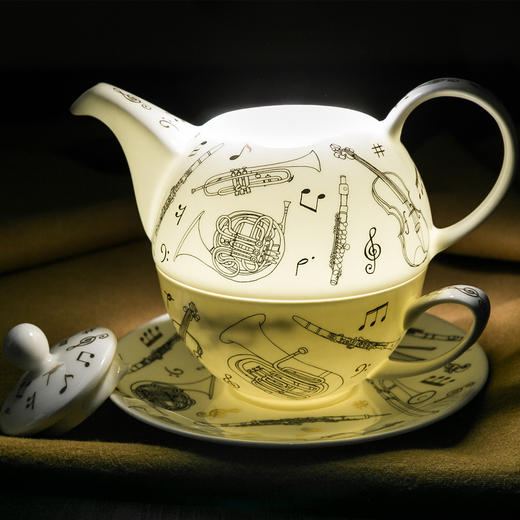 【DUNOON丹侬】英国原产Encore22K黄金饰面骨瓷茶杯茶壶茶具套装 混色 商品图5
