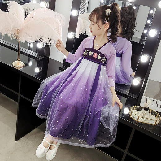 HGY-82078星空玉兔汉服 传统绣花玉兔刺绣古装齐胸襦裙 商品图3