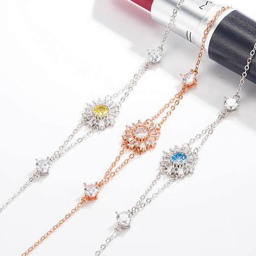 HH-TY63新品S925纯银太阳花手链 原扣小雏菊花甜美ins森系满钻手环 商品图2