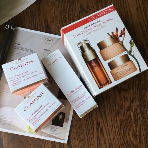 【焕颜弹力系列】Clarins娇韵诗双萃精华50ml+弹簧紧致日霜50ml+晚霜50ml两件套 三件套 商品图0