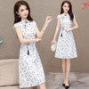 YWE-N908气质旗袍裙2020夏新款修身立领印花中长款 商品缩略图2