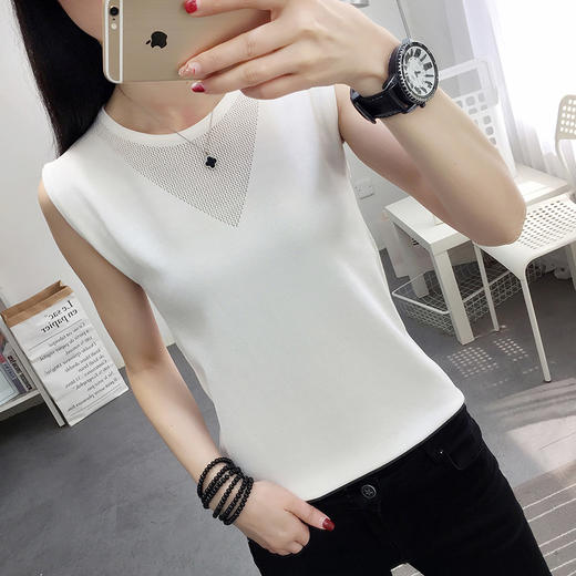 LY-X02夏新品冰爽丝镂空打底针织衫  亲肤冰凉弹力款 商品图0