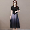YWE-S39330渐变色2020夏新品修身短袖气质高贵阔太太连衣裙 商品缩略图4