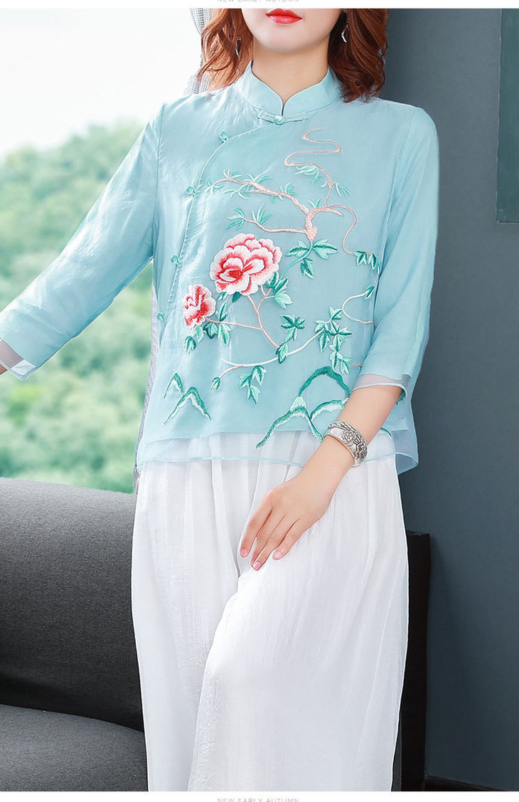 og-5026复古名族风,中长款刺绣上衣 - 唐织绾女装店