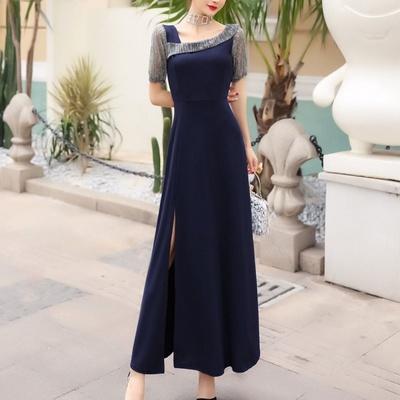 TZX-夏季新款名媛气质收腰开叉连衣裙 商品图4