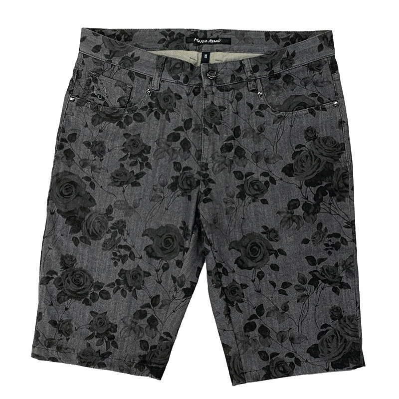 Marco Azzali 灰色玫瑰印花牛仔短裤 P3717400
