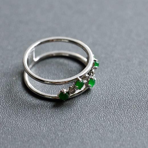 高冰种阳绿翡翠戒指排戒18k白金钻石镶嵌 商品图3