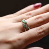 高冰种阳绿翡翠戒指排戒18k白金钻石镶嵌 商品缩略图7