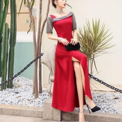 TZX-夏季新款名媛气质收腰开叉连衣裙 商品图3