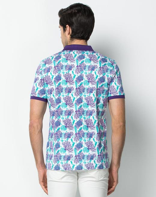 Marco Azzali 白底蓝紫色印花短袖POLO衫 T3653A00 商品图1