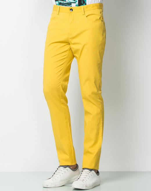 Marco Azzali 亮黄色混纺面料休闲裤 P3609800 商品图1