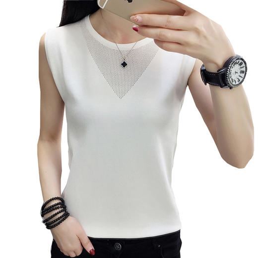LY-X02夏新品冰爽丝镂空打底针织衫  亲肤冰凉弹力款 商品图4