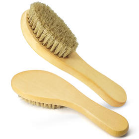 大鸡腿刷大头斜猪毛刷 原木鞋刷