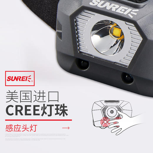 SUNREI山力士 充电式感应头灯强光亮夜钓灯钓鱼头灯防水户外头戴式头灯 爱钓锂 商品图3