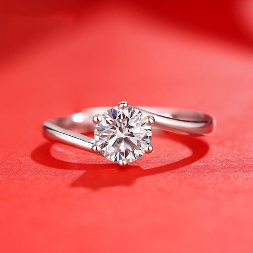 xdeyr0752新款s925纯银镀白金莫桑钻珍爱戒指tzf带证书