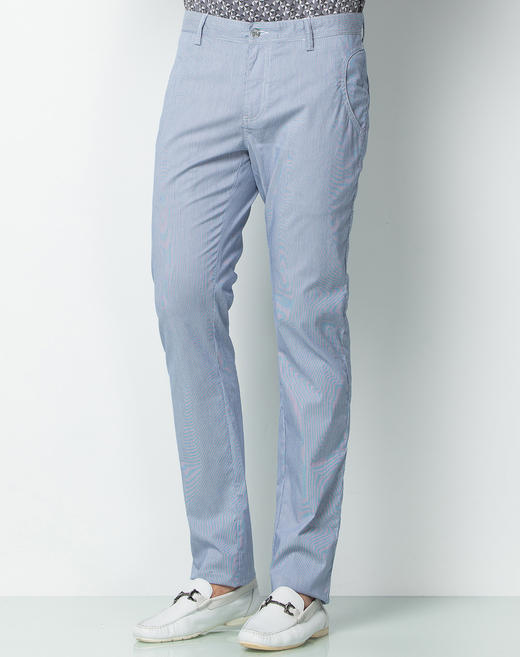 Marco Azzali 蓝白细条混纺面料休闲裤 P3610600 商品图1