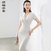 孤品J20284491A颈袖添香季新款时尚修身显瘦短袖礼服连衣裙女ol气质职场装（）不退可换 商品缩略图0