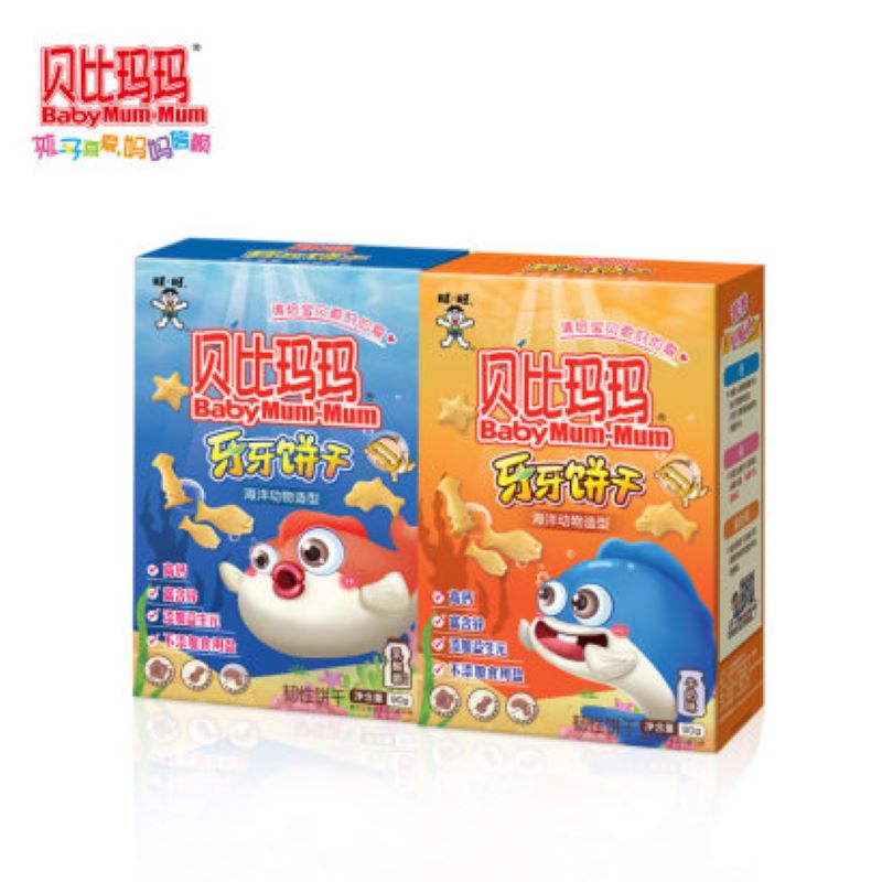 旺旺贝比玛玛牙牙饼干磨牙饼干手指棒儿童零食牛奶味/乳酸菌风味营养食品90gJPY带授权招加盟代理