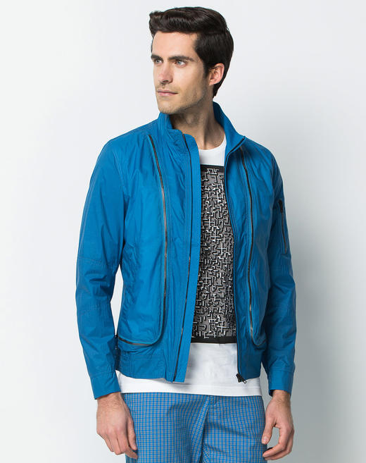 Marco Azzali 蓝色拉链长袖夹克 J3602600 商品图2