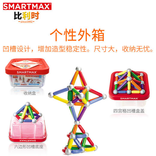 比利时SMARTMAX建筑大师 积木拼装玩具益智磁力棒大颗粒宝宝启蒙 商品图3