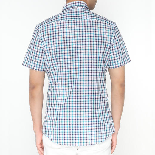 Marco Azzali 白底蓝绿橙格短袖衬衫 C5241600 商品图2