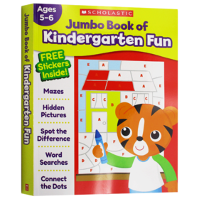 学乐幼儿园趣味练习册 英文原版 Jumbo Book of Kindergarten Fun Workbook 儿童贴纸活动手册 5-6岁启蒙英语书 字母单词教材教辅