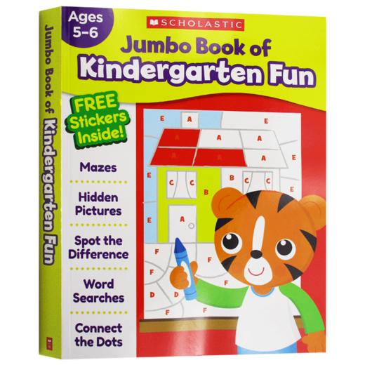 学乐幼儿园趣味练习册 英文原版 Jumbo Book of Kindergarten Fun Workbook 儿童贴纸活动手册 5-6岁启蒙英语书 字母单词教材教辅 商品图0