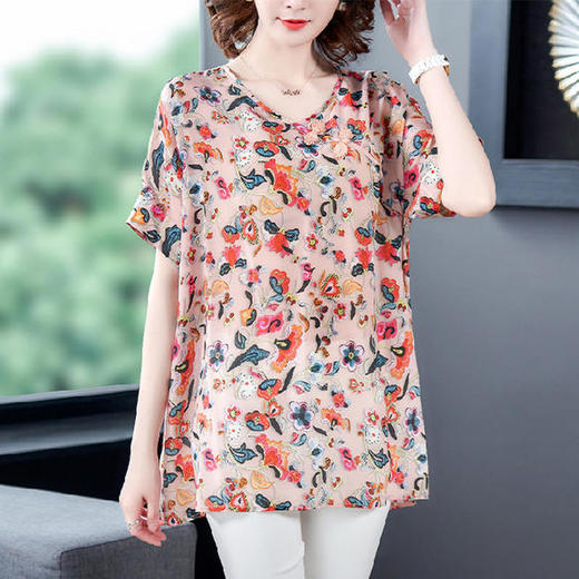 AHM-16325夏季新款复古时尚印花显瘦洋气衬衫 商品图3