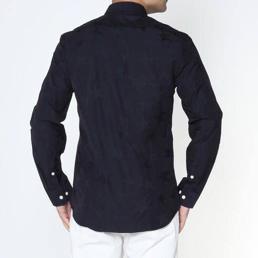 Marco Azzali 黑色五角星提花长袖衬衫 C5105100 商品图2