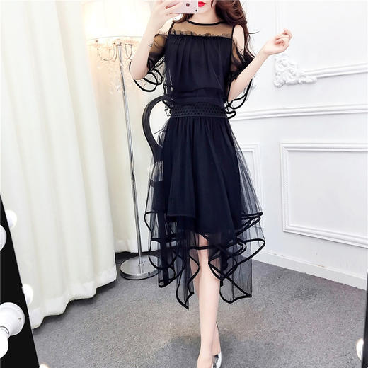 WZNH-MQYS8987甜美简约圆领短袖纯色上衣+修身半身裙套装 商品图1