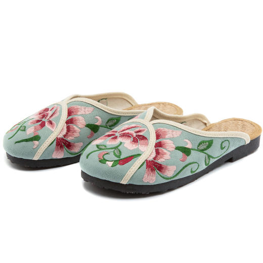 BYY-T16新款民族风拖鞋 汉服果冻底棉麻平跟绣花鞋 商品图4