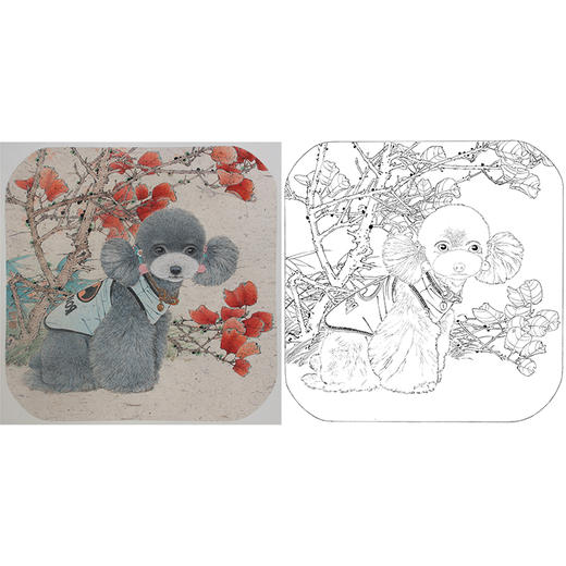 工笔画白描底稿 盘虎杰 花鸟小狗-斗方小品册页- HJ21 商品图0