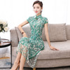 HT8335新款中国风优雅气质修身立领蕾丝印花中长款旗袍裙TZF 商品缩略图2