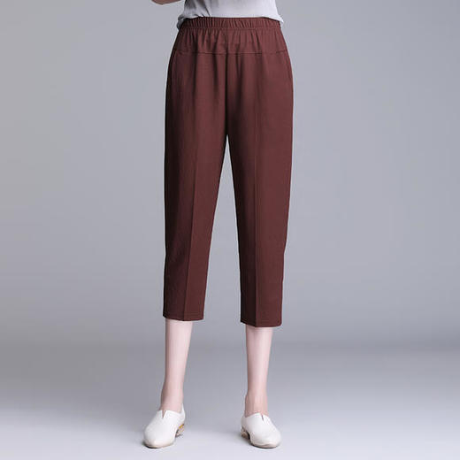 W1563夏天薄款冰丝中老年休闲宽松高腰松紧大码七分裤 商品图4