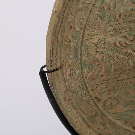 纯铜仿古镜圆铜镜龙纹加托大镜子工艺品摆件软装饰品中式 商品图2
