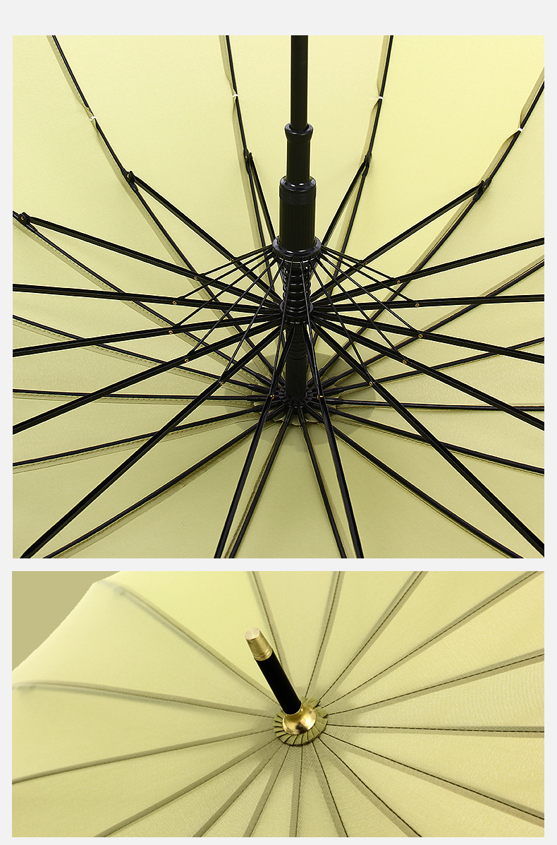 新款16骨优雅莫兰迪色系素色直杆伞小清新长柄雨伞高密拒水抗风