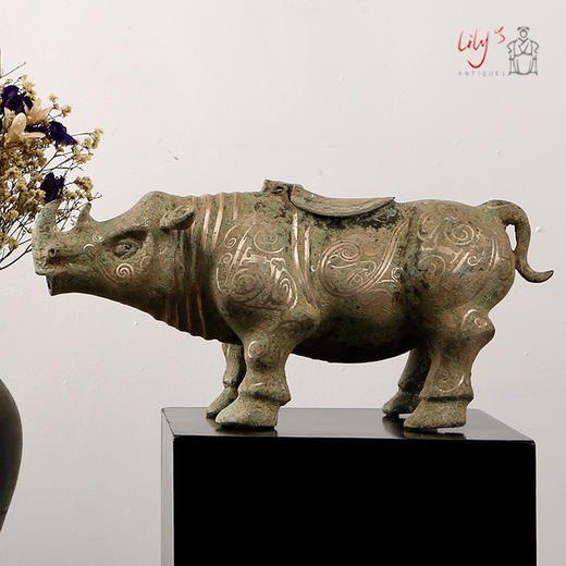 仿古汉代犀牛仿真动物中式软装饰品室内摆件礼品青铜器 商品图0
